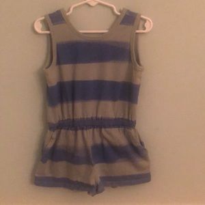 Tea Brand Girls size 5 blue striped romper